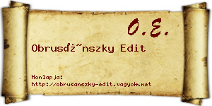 Obrusánszky Edit névjegykártya